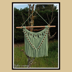 Macramé mural vert olive